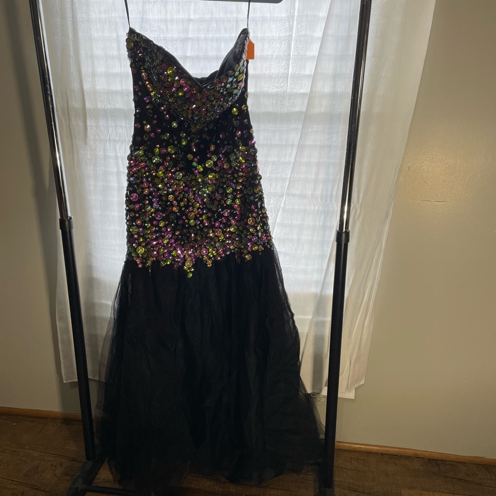 Black and Multicolor Sequin Gown